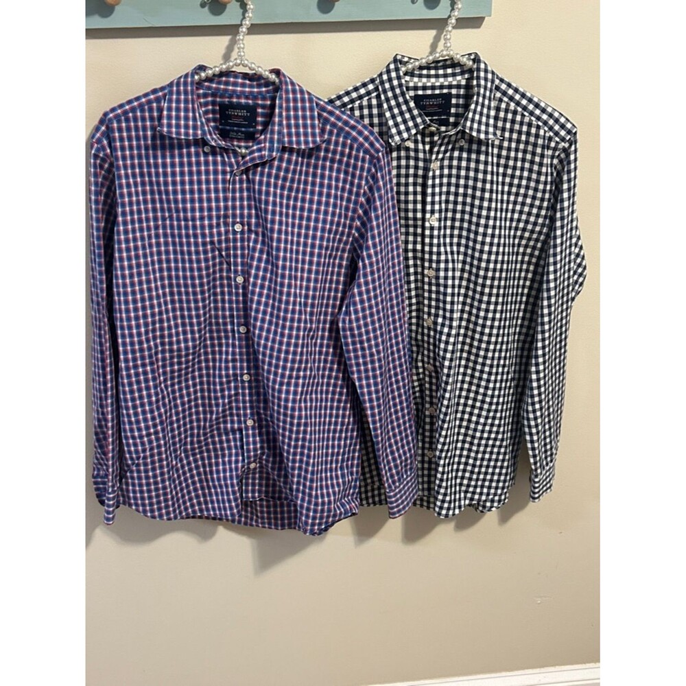 Bundle of 2 Charles Tyrwhitt Non-Iron Extra Slim Fit Weekend Shirts Medium